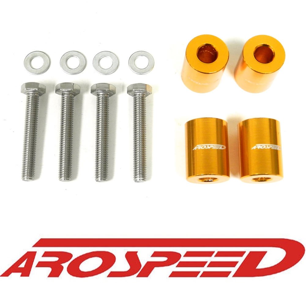 AROSPEED UNIVERSAL ORANGE CNC BILLET 8MM HOOD SPACER RISER VENT KIT B