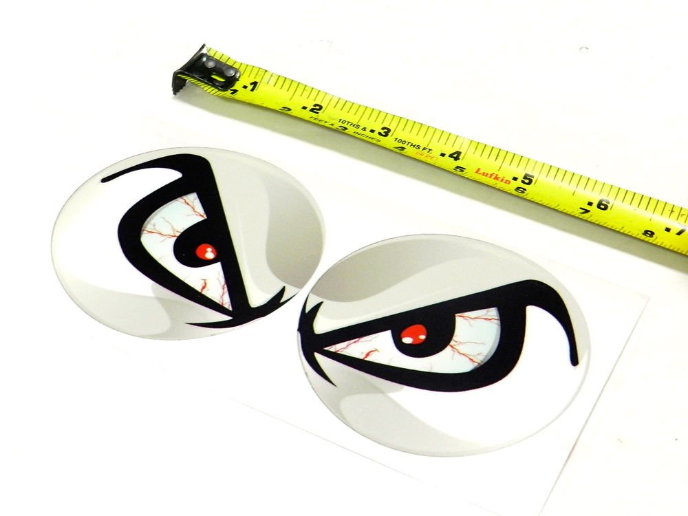 NO FEAR EYES 3M VINYL DECAL STICKER PAIR WHITE BUG CATCHER INTAKE HOOD SCOOP