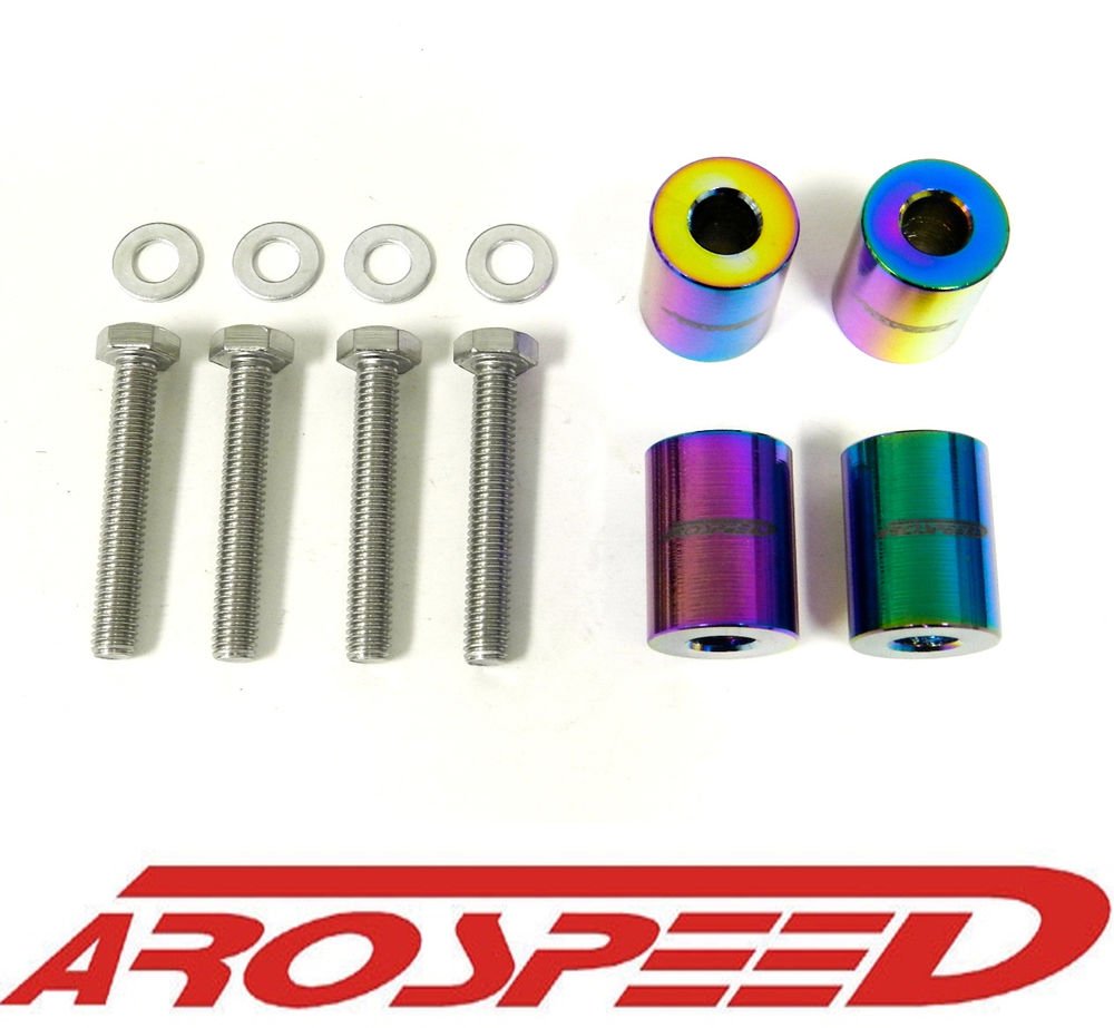 AROSPEED UNIVERSAL NEO CHROME CNC BILLET 6MM HOOD SPACER RISER VENT KIT E
