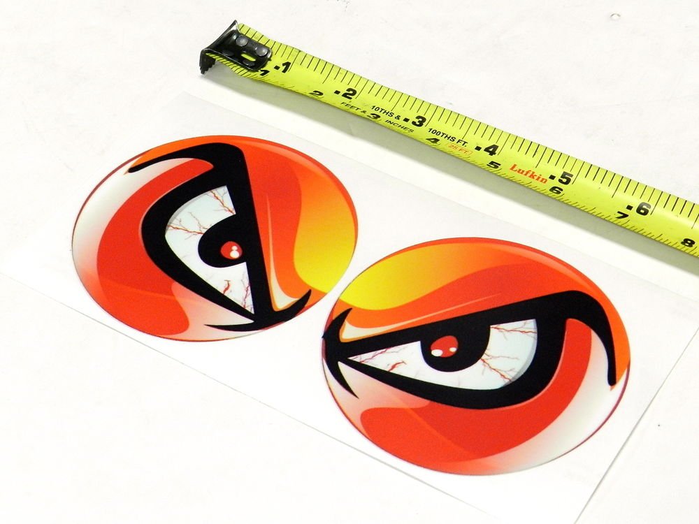 NO FEAR EYES 3M VINYL DECAL STICKER PAIR RED BUG CATCHER INTAKE HOOD SCOOP