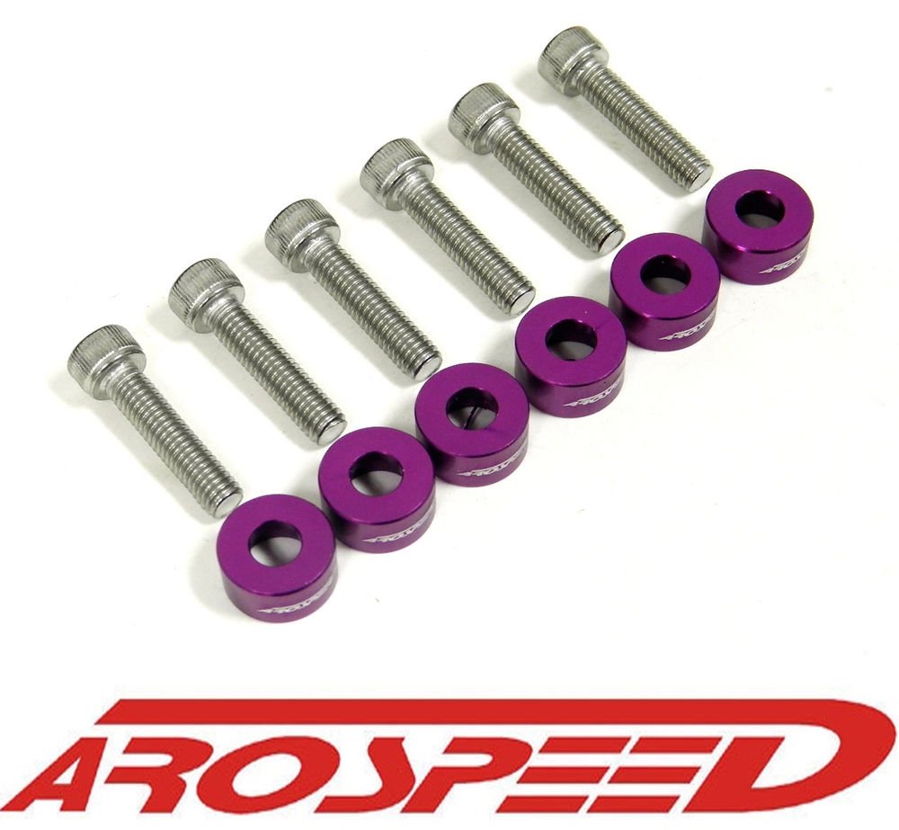 AROSPEED PURPLE CNC BILLET 6MM VTEC SOLENOID BOLT & CUP WASHER KIT B/D/F/H