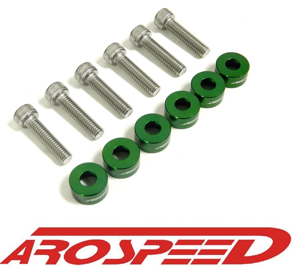 AROSPEED GREEN CNC BILLET 6MM VTEC SOLENOID BOLT & CUP WASHER KIT B/D/F/H