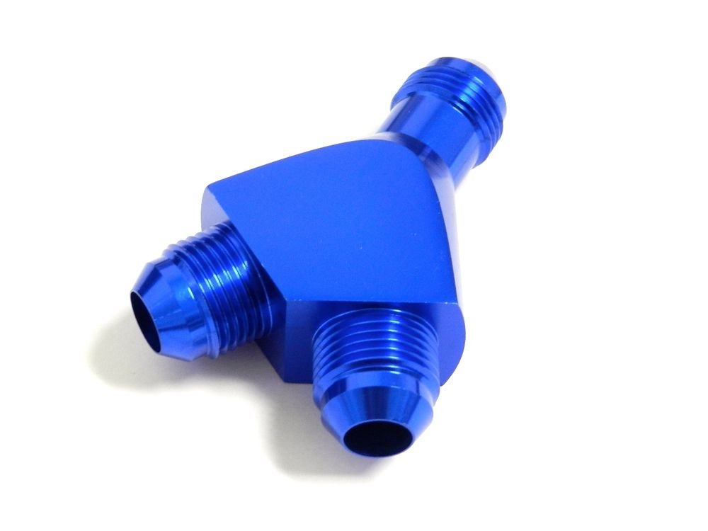UNIVERSAL ALUMINUM Y BLOCK ADAPTER FITTING -8 AN8 8AN BLUE