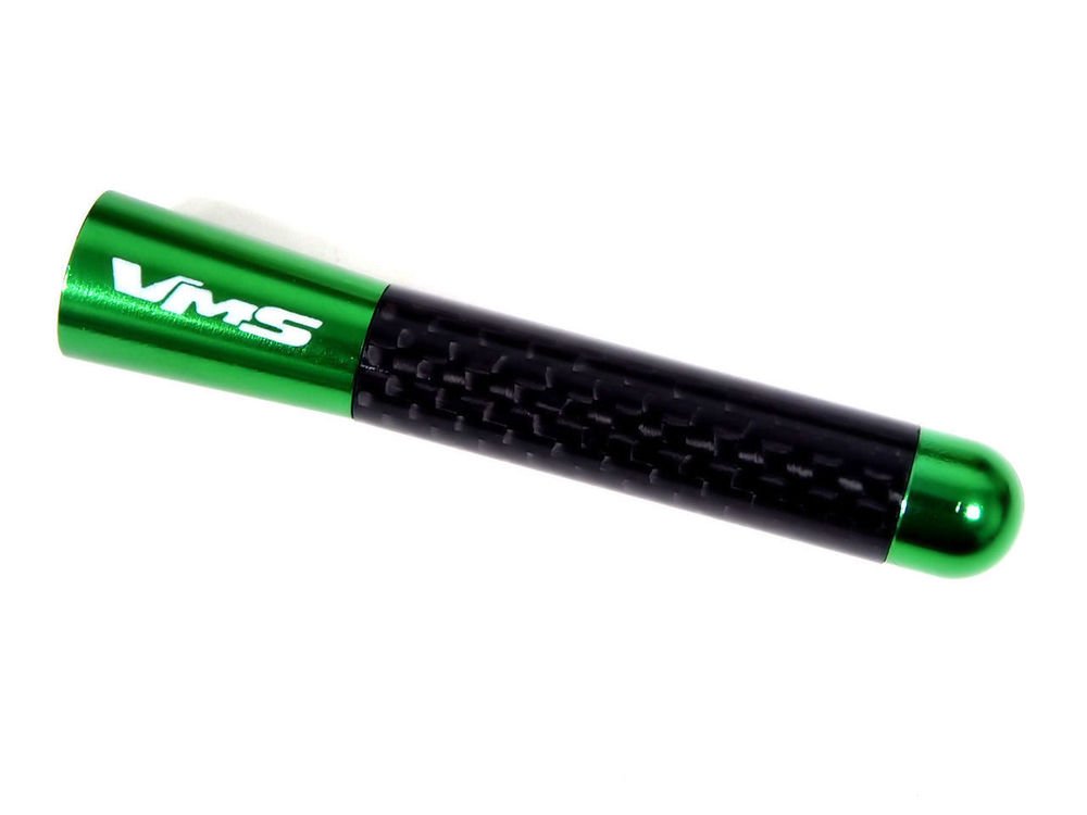 GREEN UNIVERSAL BILLET / CARBON FIBER SHORT SCREW IN ANTENNA 3" 76MM - NISSAN