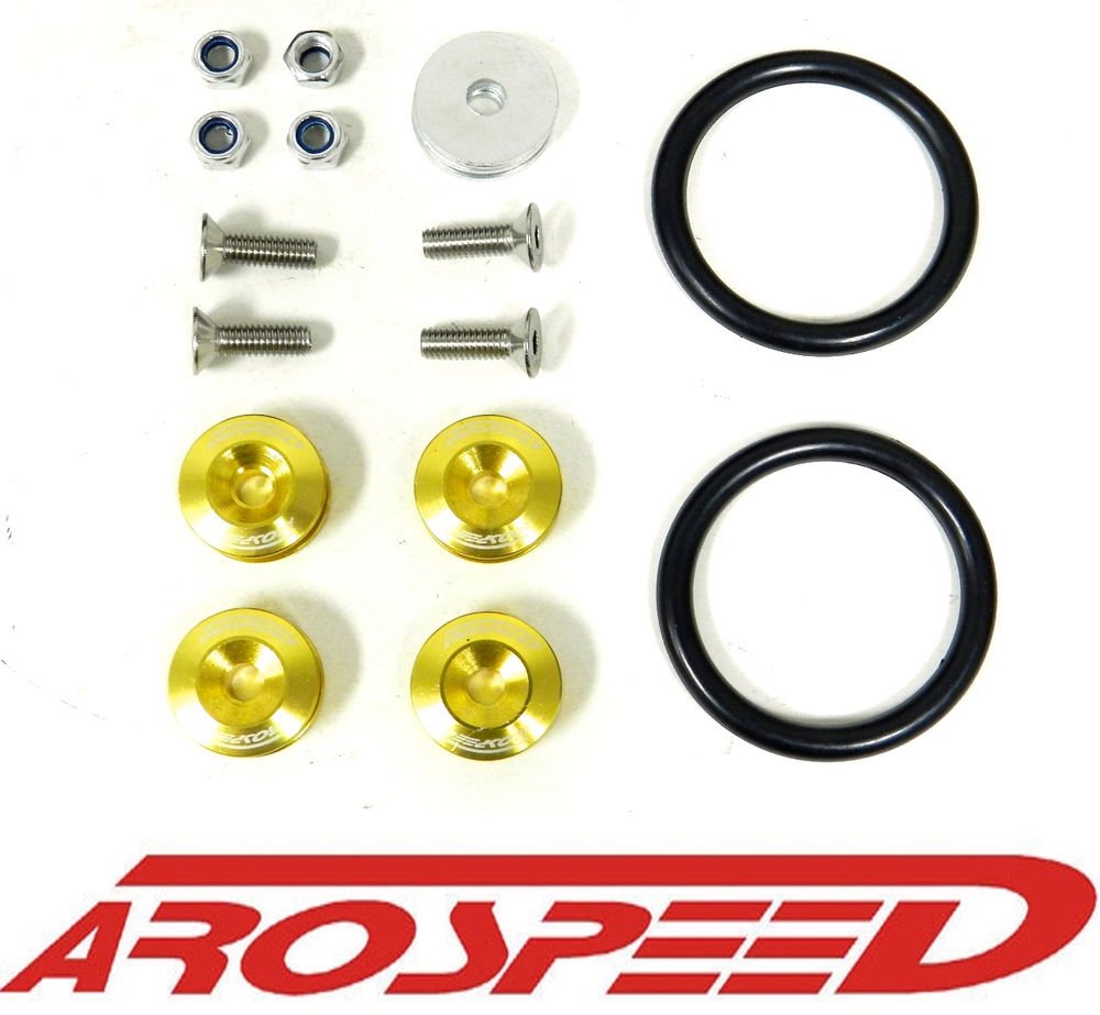 AROSPEED GOLD UNIVERSAL CNC BILLET BUMPER TRUNK QUICK RELEASE FASTENER KIT C