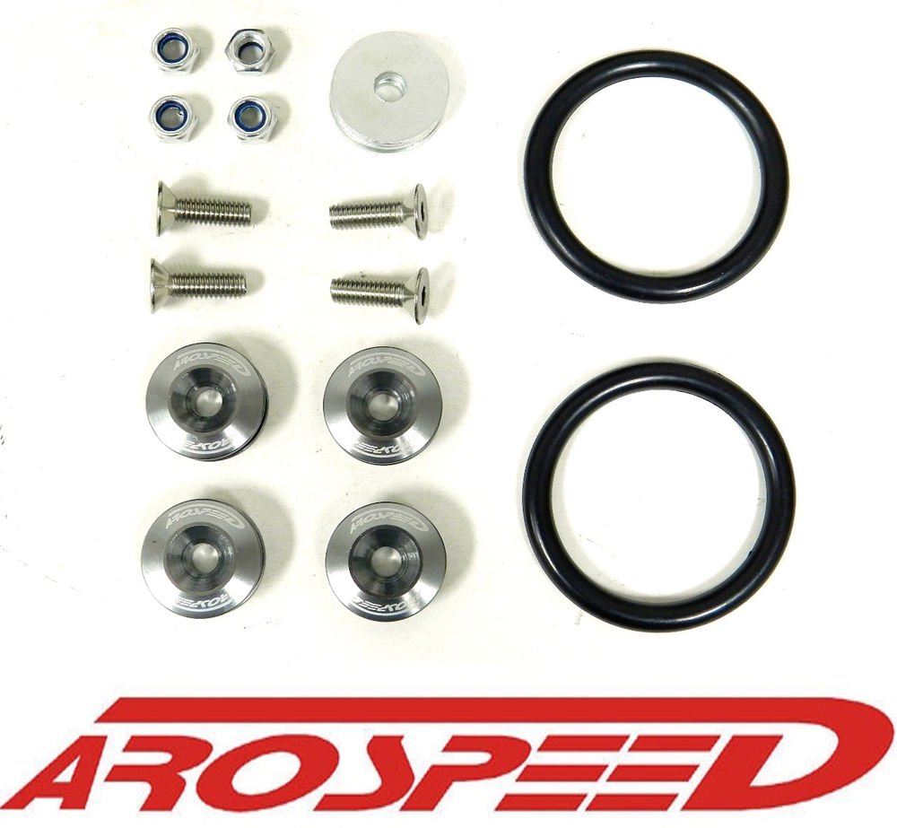AROSPEED GUNMETAL UNIVERSAL CNC BILLET BUMPER TRUNK QUICK RELEASE FASTENER KIT D