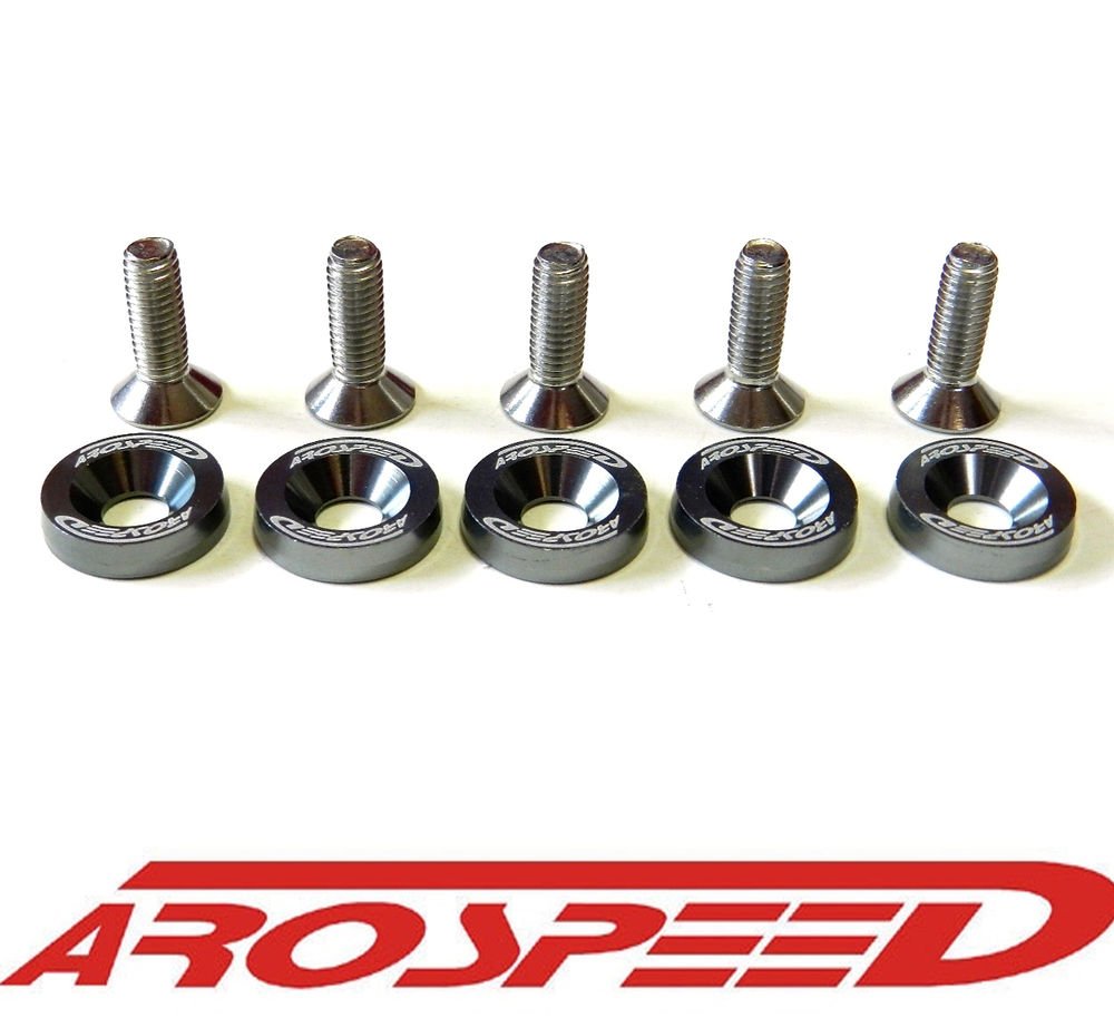 10PC GUNMETAL AROSPEED 8MM BILLET ALUMINUM FENDER WASHER ENGINE DRESS UP KIT E