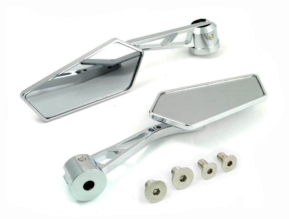 CHROME CNC BILLET PENTAGON MOTORCYCLE REARVIEW SAFETY MIRRORS 8MM 10MM