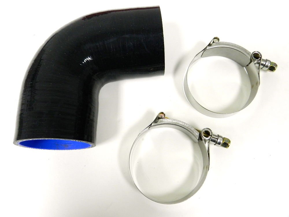 VMS RACING 3 PLY REINFORCED SILICONE 90Ë COUPLER & CLAMP KIT - 2.25" BLACK