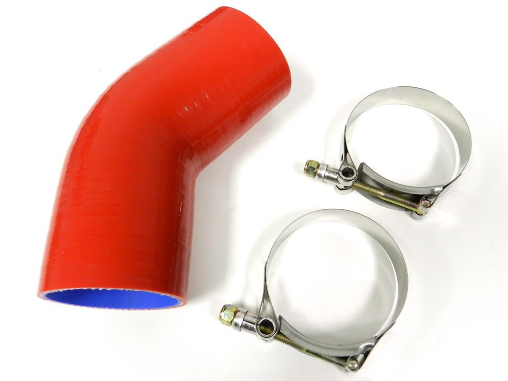 VMS RACING 3 PLY REINFORCED SILICONE 45Ë COUPLER & CLAMP KIT - 4" RED