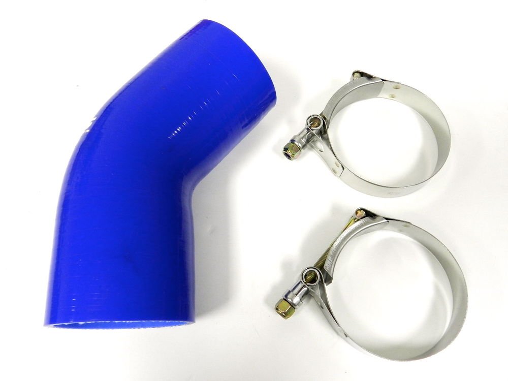VMS RACING 3 PLY REINFORCED SILICONE 45Ëš COUPLER & CLAMP KIT - 3" BLUE