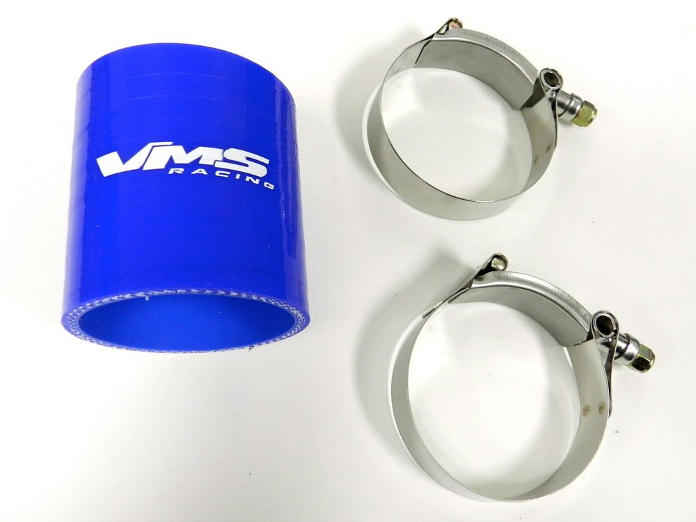 VMS RACING 3 PLY REINFORCED SILICONE STRAIGHT COUPLER & CLAMP KIT - 2.75" BLUE