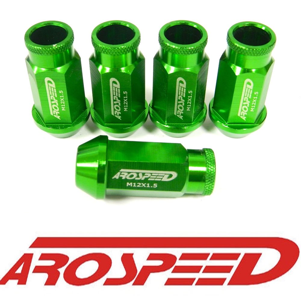 20PC 12X1.25MM 50MM FORGED ALUMINUM RACING LUG NUT SET GREEN
