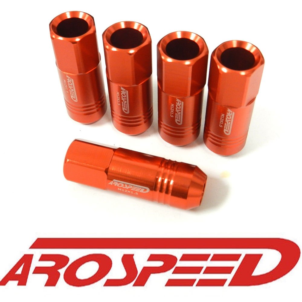 20PC 12X1.5MM 60MM EXTENDED FORGED ALUMINUM TUNER RACING LUG NUT SET ORANGE D