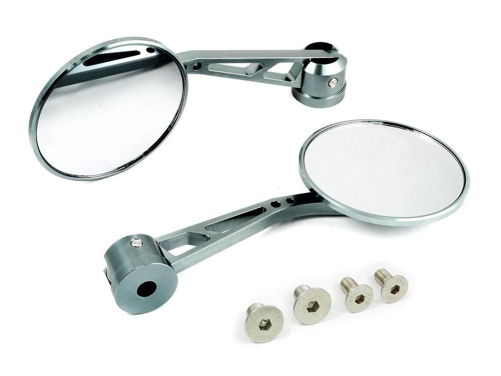 GUNMETAL CNC BILLET ROUND MOTORCYCLE REARVIEW SAFETY MIRRORS 8MM 10MM