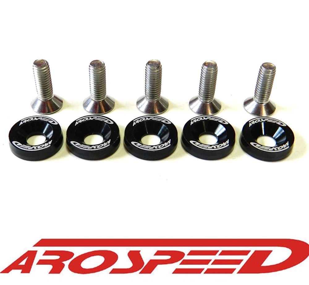20PC BLACK AROSPEED CNC BILLET ALUMINUM FENDER WASHER ENGINE BAY DRESS UP KIT C
