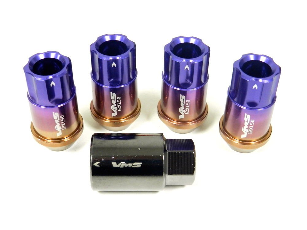 TITANIUM BURN 4PC HONDA RUCKUS REAR ALUMINUM LOCKING LUG NUTS KEY 12X1.25
