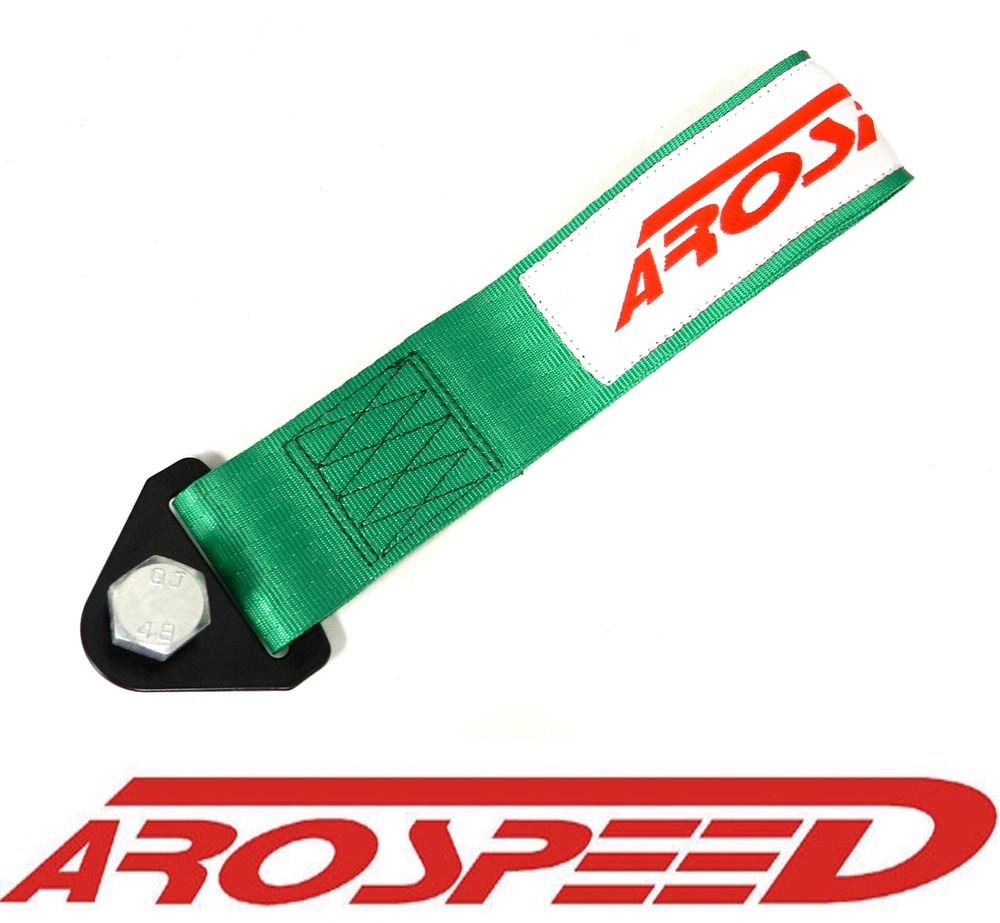 AROSPEED UNIVERSAL GREEN HIGH STRENGTH RACING TOW STRAP KIT FRONT/REAR B
