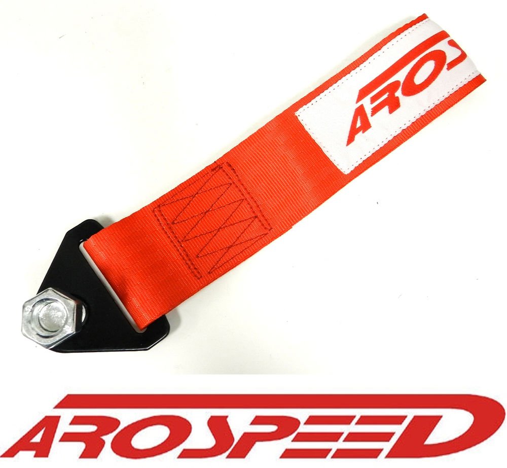 AROSPEED UNIVERSAL RED HIGH STRENGTH RACING TOW STRAP KIT FRONT/REAR B