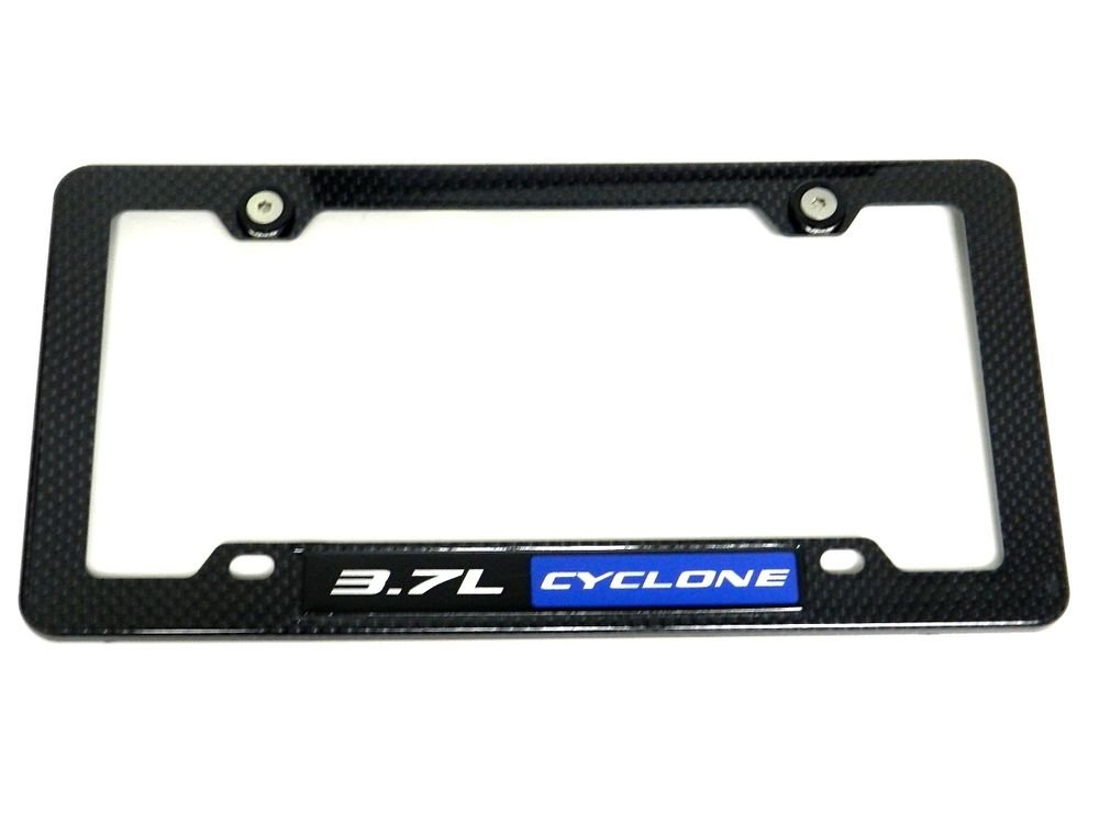 3.7L CYCLONE CARBON FIBER LOOK LICENSE PLATE FRAME W/ 2 BLACK WASHERS & BOLTS BL