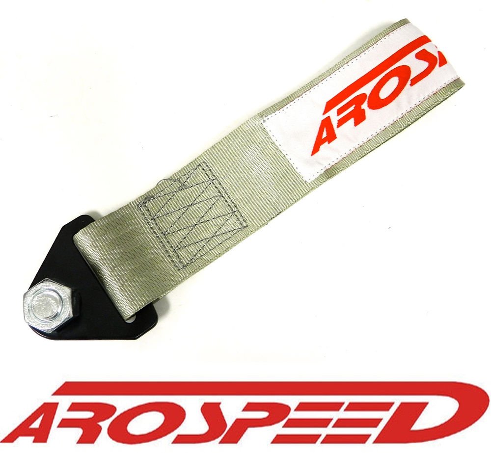 AROSPEED UNIVERSAL GRAY HIGH STRENGTH RACING TOW STRAP KIT FRONT/REAR C