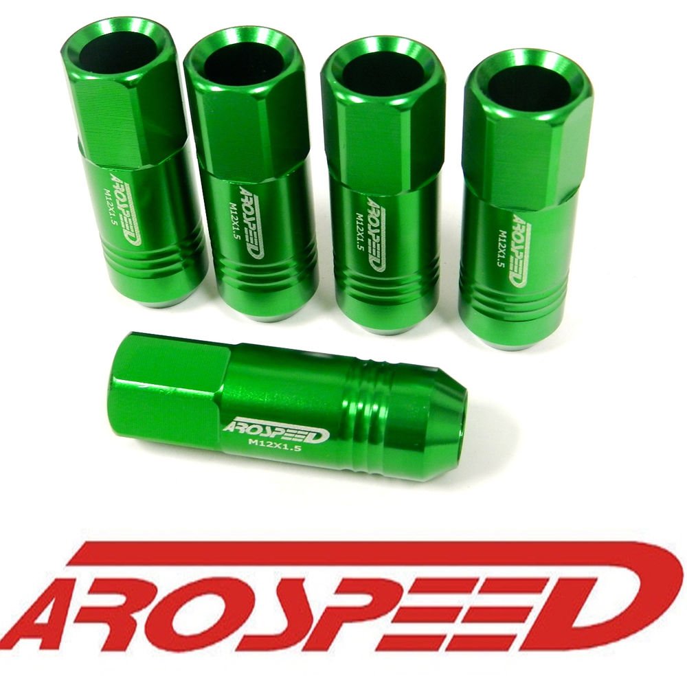 20PC 12X1.5MM 60MM FORGED ALUMINUM TUNER RACING LUG NUT SET GREEN B