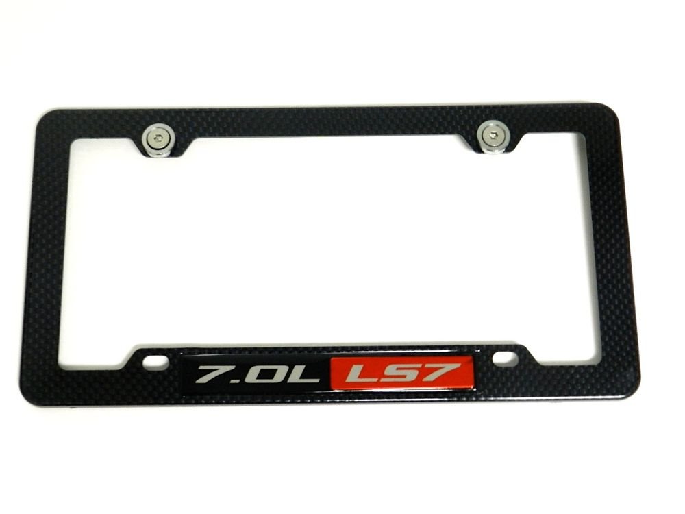 7.0L LS7 CARBON FIBER LOOK LICENSE PLATE FRAME W/ 2 GUNMETAL WASHERS & BOLTS