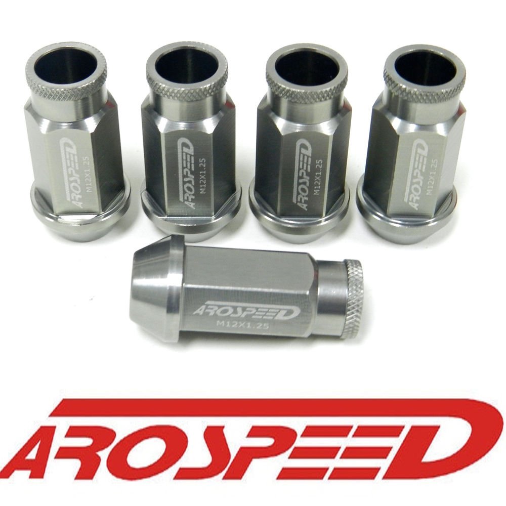 20PC 12X1.5MM 50MM FORGED ALUMINUM RACING LUG NUT SET GUNMETAL B