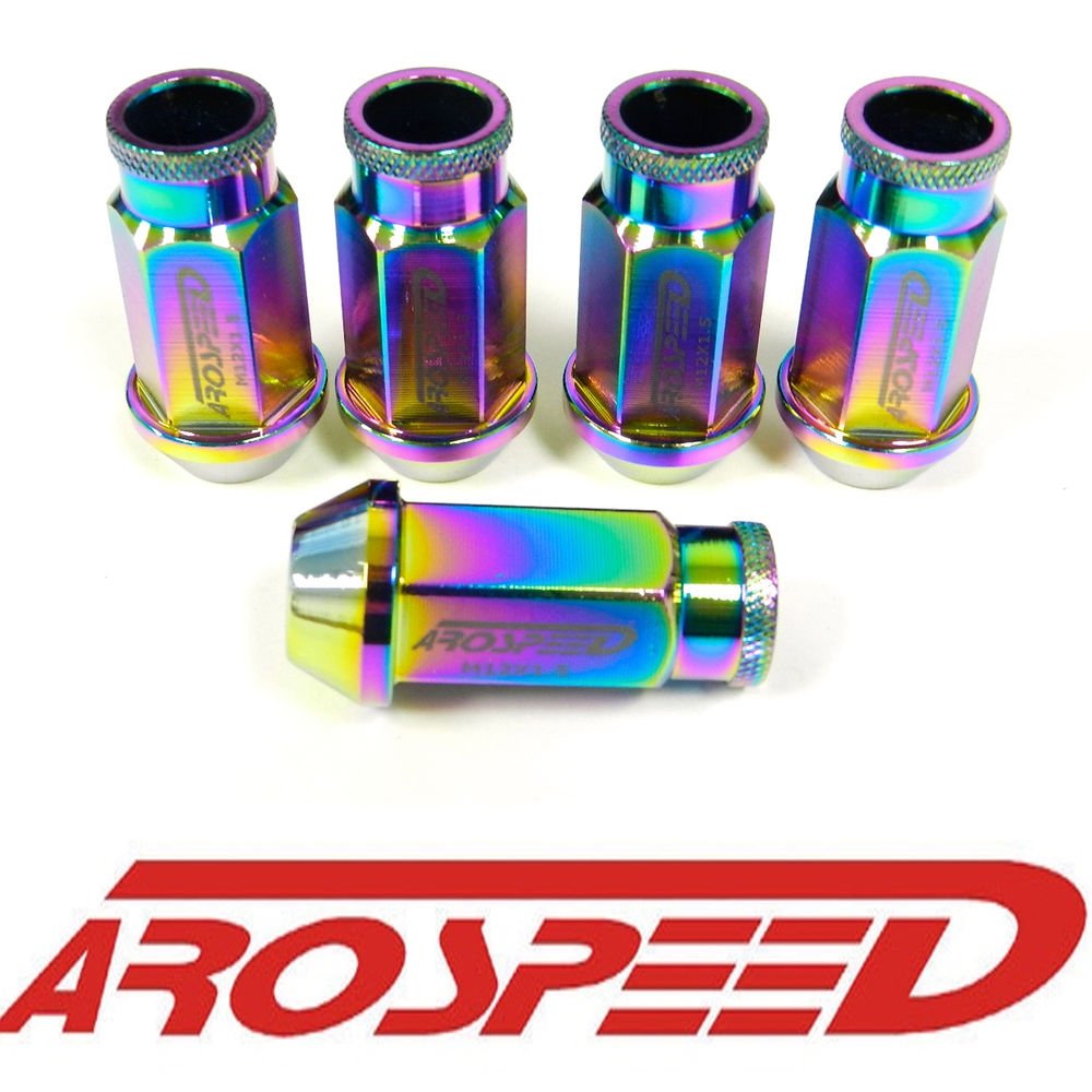 20PC 12X1.5MM 50MM FORGED ALUMINUM RACING LUG NUT SET NEO CHROME D