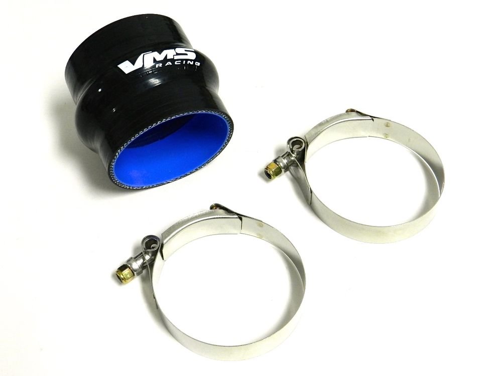 VMS RACING 3.5" BLACK STRAIGHT SILICONE HUMP COUPLER & 2 T-BOLT CLAMPS
