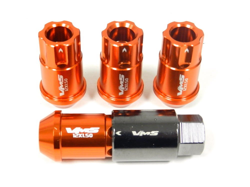 20PC VMS RACING 12X1.5MM ALUMINUM LOCKING LUG NUT SET ORANGE FOR HYUNDAI KIA