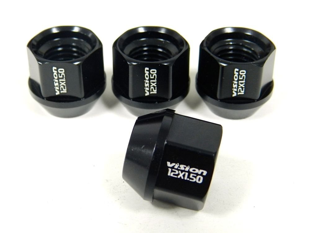 16PC HONDA ACURA 12X1.5MM 18MM SHORT LENGTH ALUMINUM LUG NUTS BLACK