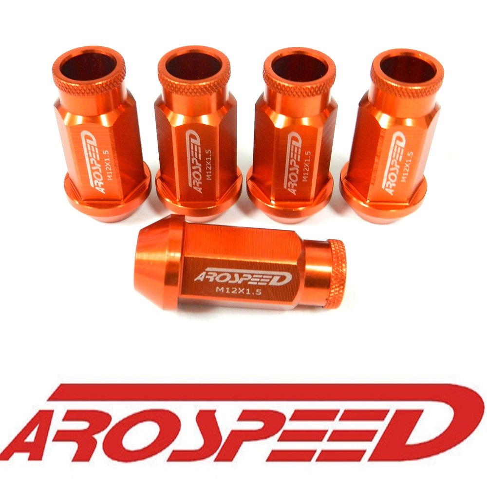 20PC 12X1.5MM 50MM FORGED ALUMINUM RACING LUG NUT SET ORANGE B