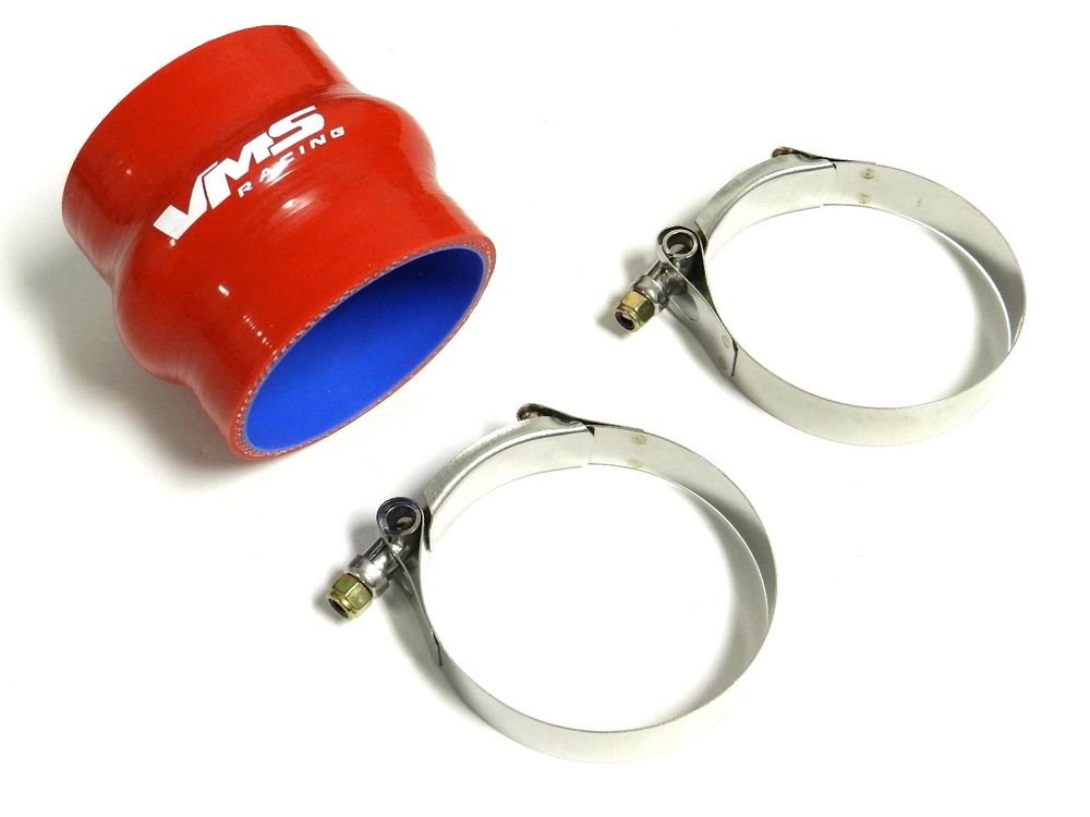 VMS RACING 3.5" RED STRAIGHT SILICONE HUMP COUPLER & 2 T-BOLT CLAMPS