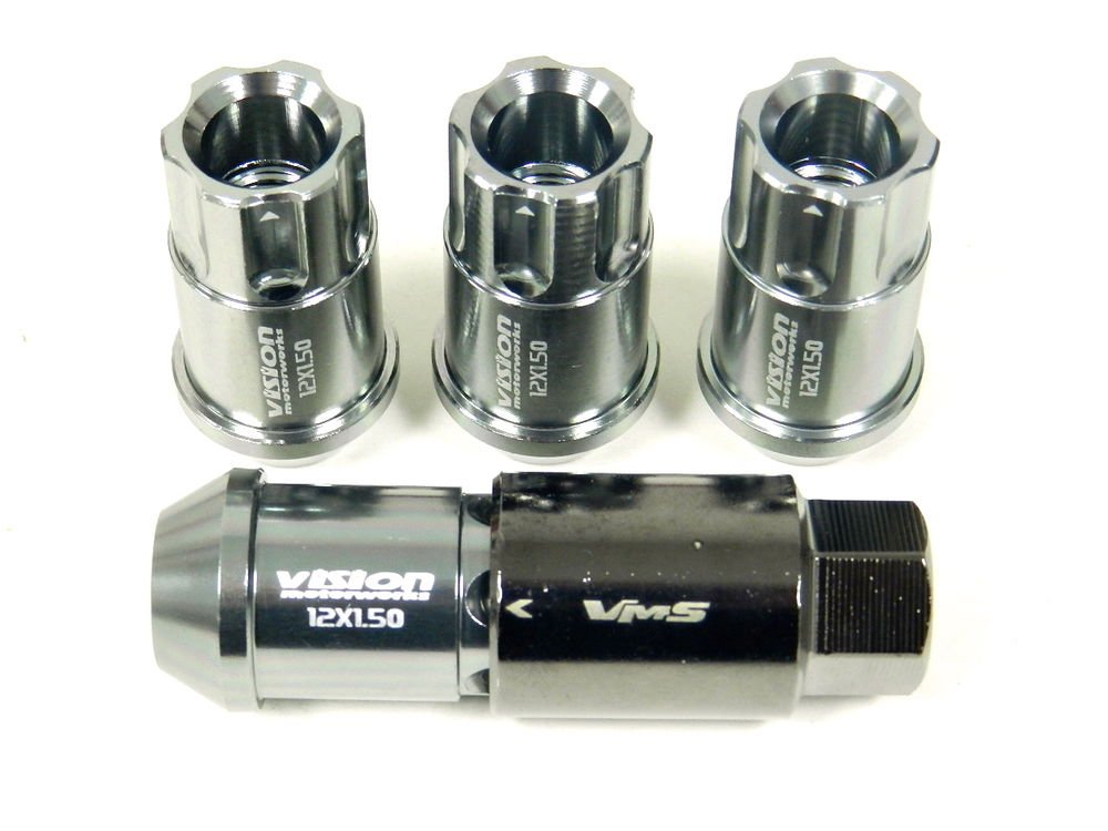 GUNMETAL 20PC LOCKING LUG NUTS WITH KEY 07-14 SUBARU IMPREZA WRX STI