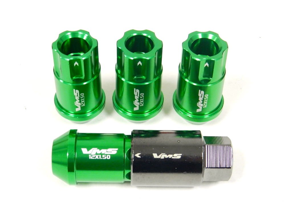 GREEN 20PC LOCKING LUG NUTS WITH KEY 02-13 MITSUBISHI LANCER EVOLUTION