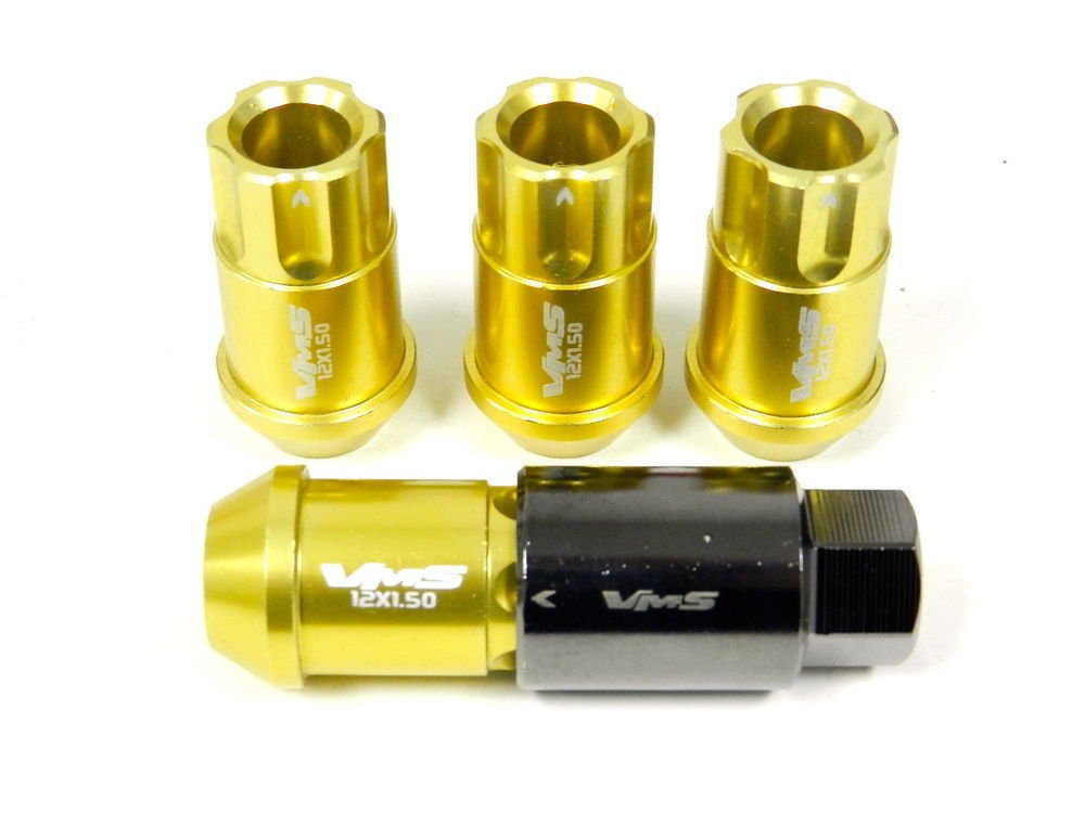 GOLD 20PC LOCKING LUG NUTS WITH KEY 08-14 HYUNDAI GENESIS 2.0 3.8 4CYL V6 TURBO