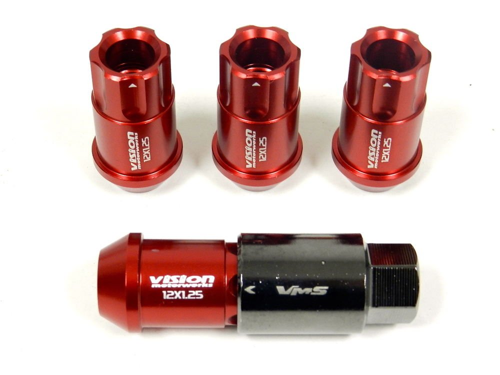 RED 20PC LOCKING LUG NUTS WITH KEY 08-14 HYUNDAI GENESIS 2.0 3.8 4CYL V6 TURBO