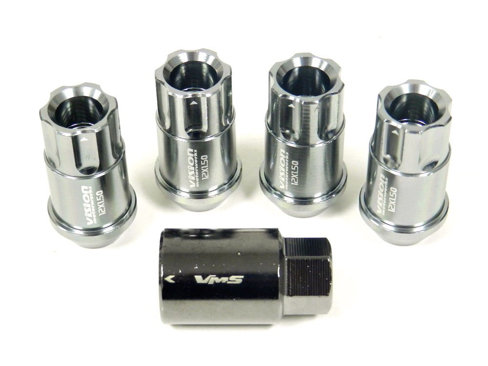 GUNMETAL 4PC LOCKING LUG NUTS WITH KEY SUBARU IMPREZA WRX STI RS 2.5 4DR