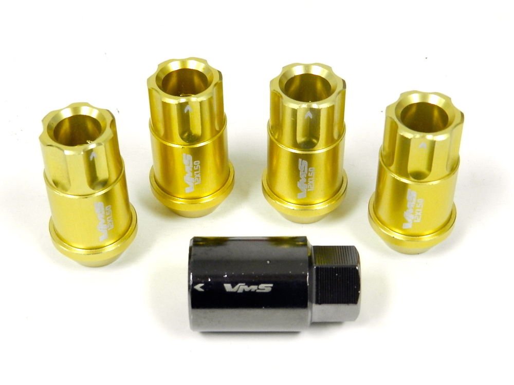 GOLD 4PC LOCKING LUG NUTS WITH KEY SUBARU IMPREZA LEGACY BRZ FORESTER OUTBACK