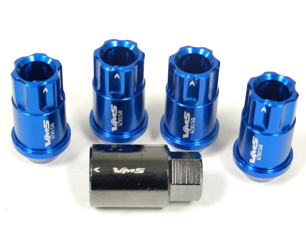 BLUE 4PC LOCKING LUG NUTS WITH KEY SUBARU IMPREZA LEGACY BRZ FORESTER OUTBACK