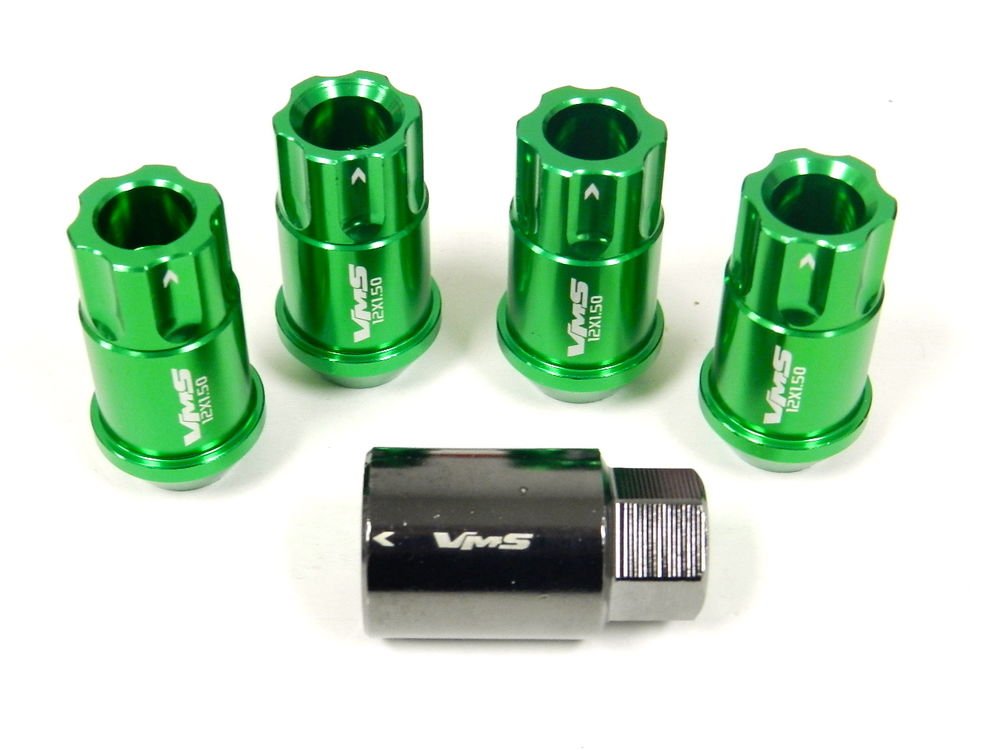 GREEN 4PC LOCKING LUG NUTS KEY MITSUBISHI LANCER EVOLUTION EVO VII VIII IX X