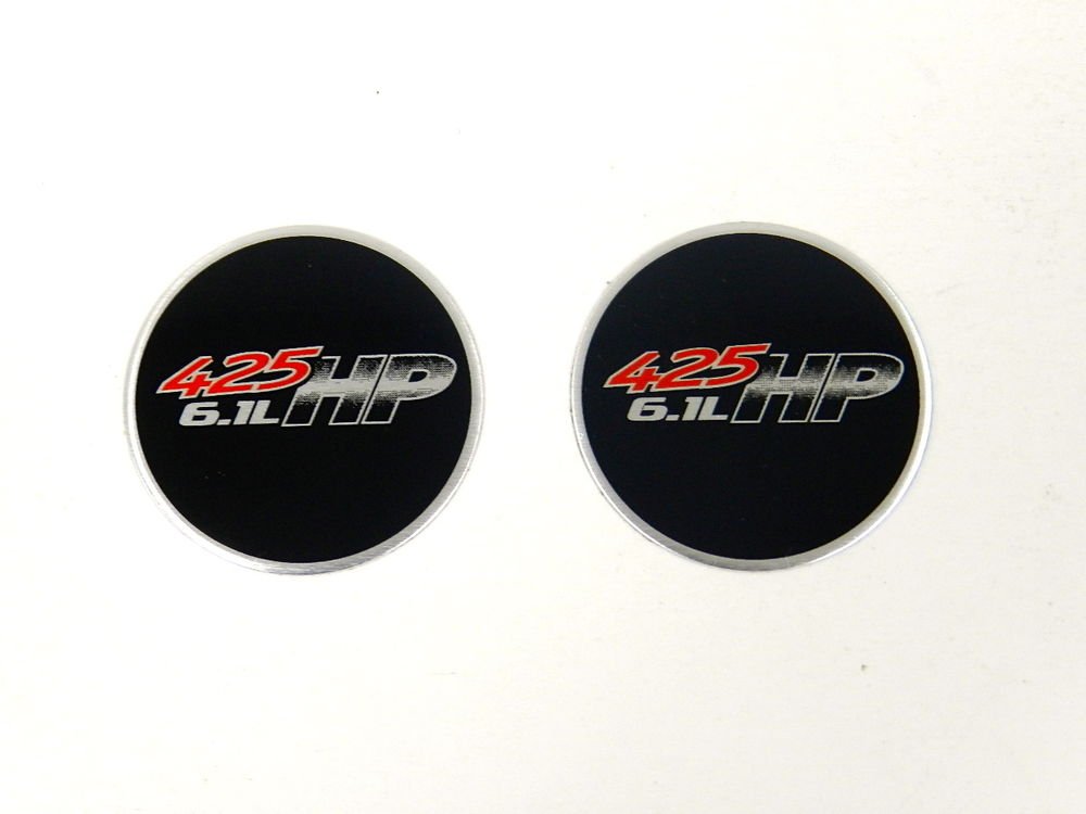 2 ROUND 6.1L 400 HP ALUMINUM EMBLEMS BADGES RARE PAIR