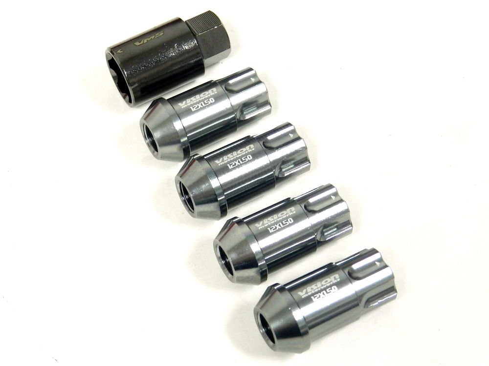 4PC VMS RACING SUBARU 12X1.25MM ALUMINUM LOCKING LUG NUT SET GUNMETAL