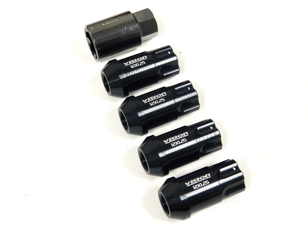 4PC VMS RACING CHEVY CORVETTE C4 C5 C6 12X1.5MM ALUMINUM LOCK LUG NUT SET BLACK