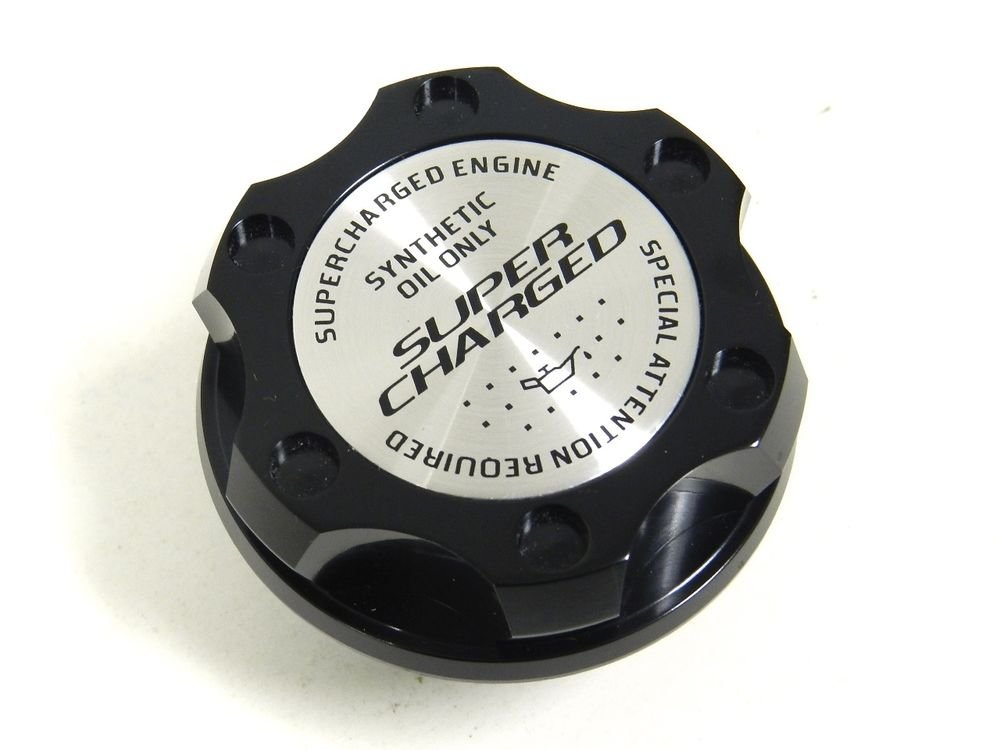 BLACK SUPERCHARGED BILLET RACING ENGINE OIL FILLER CAP FOR SUBARU