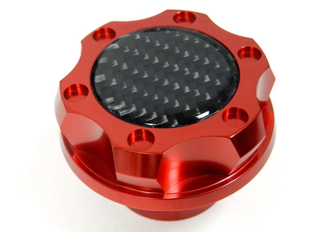 RED CARBON FIBER BILLET RACING ENGINE OIL FILLER CAP FOR SUBARU