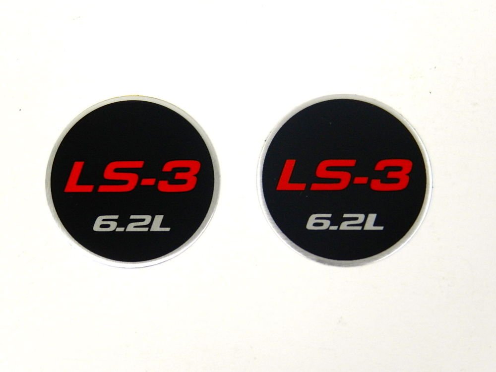 2 ROUND 6.2L LS3 ALUMINUM EMBLEMS BADGES RARE PAIR