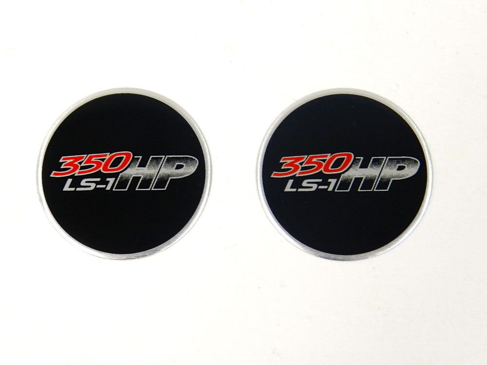 2 ROUND 350 HP LS1 ALUMINUM EMBLEMS BADGES RARE PAIR