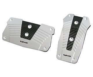 VMS RACING ALUMINUM PEDAL PAD COVER KIT AUTO TRANSMISSION AT 2PC - SILVER
